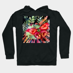 Tropical Strawberry Butterfly Negative Painting Hoodie